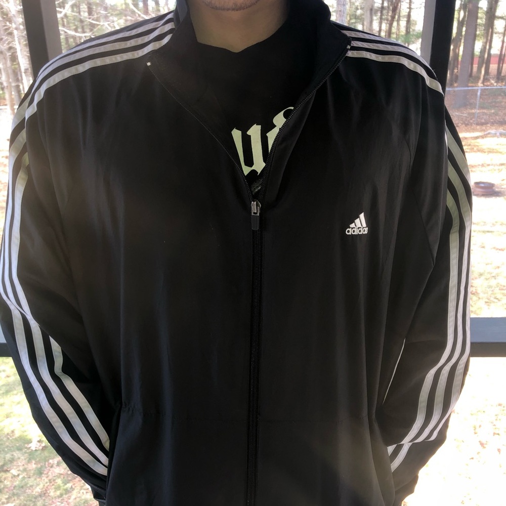 Adidas black windbreaker unisex